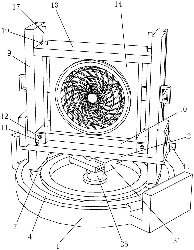 Adjusting frame for household electric fan and installation method thereof