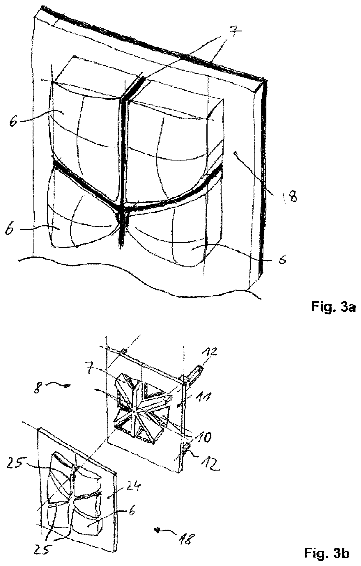 Illumination apparatus for a vehicle with light sources, guide elements and optical separation function