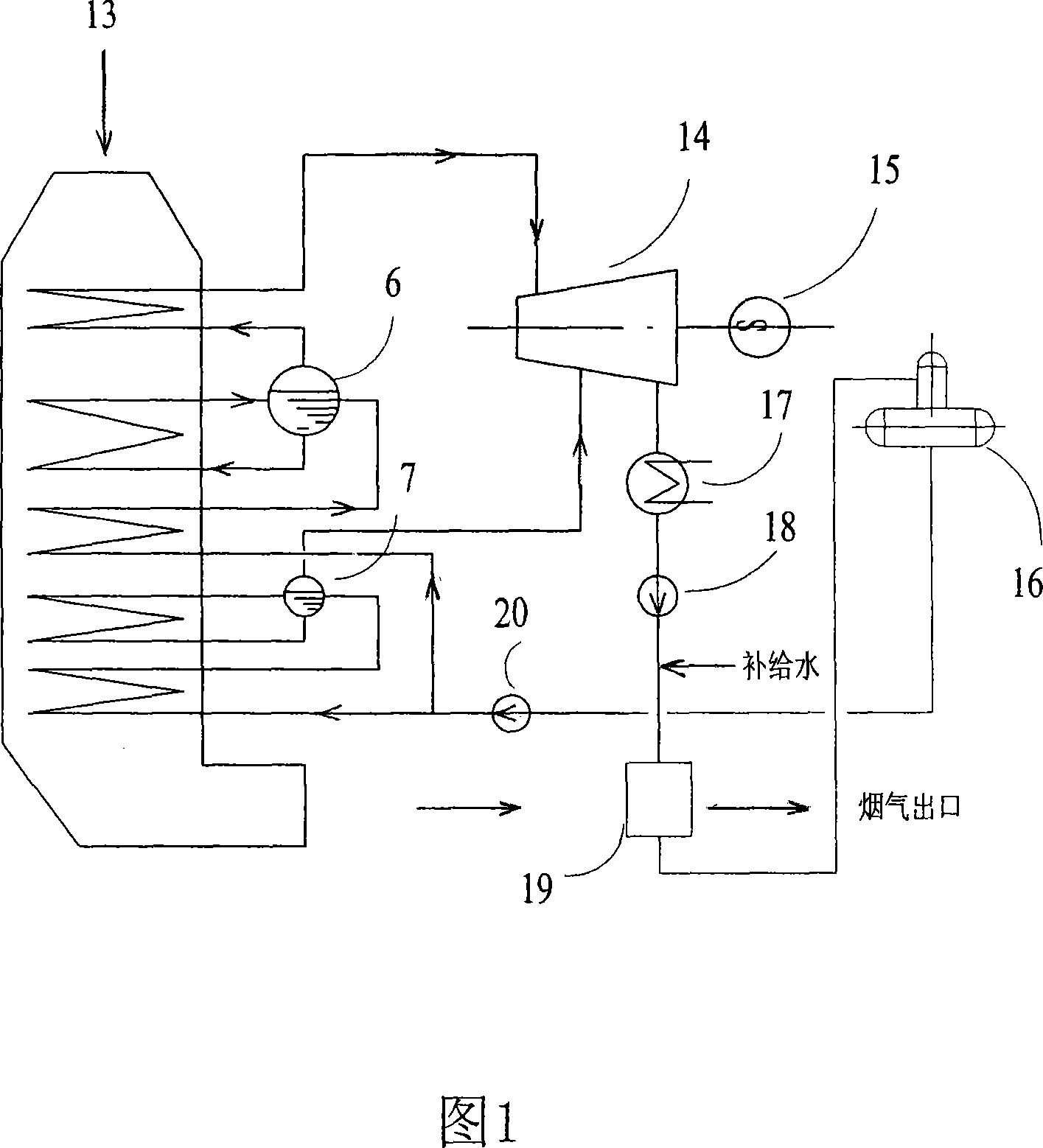Sinter cooler low temperature waste gas residual heat boiler and power generating system thereof