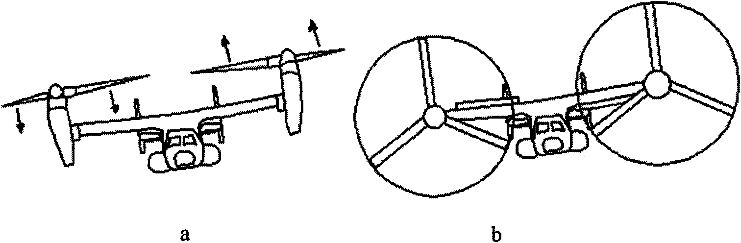 Tiltrotor controlled by double-propeller vertical duct