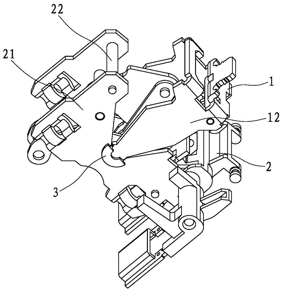 Cooperating structure of a lever and a bracket of a circuit breaker operating mechanism