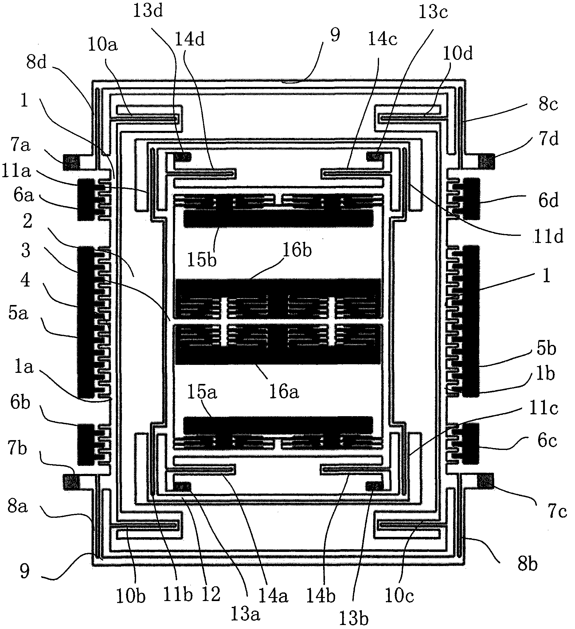 Internal and external truss type three-frame micro-mechanical gyro structure