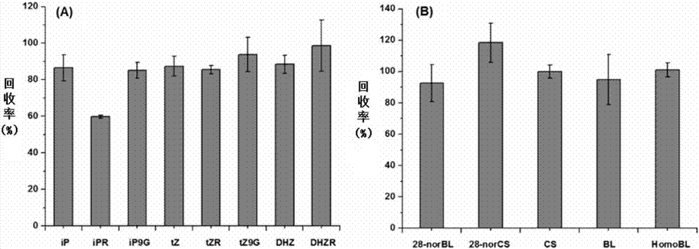 Pre-treatment method and quantitative detection method of three endogenous phytohormones with different chemical properties in plant sample