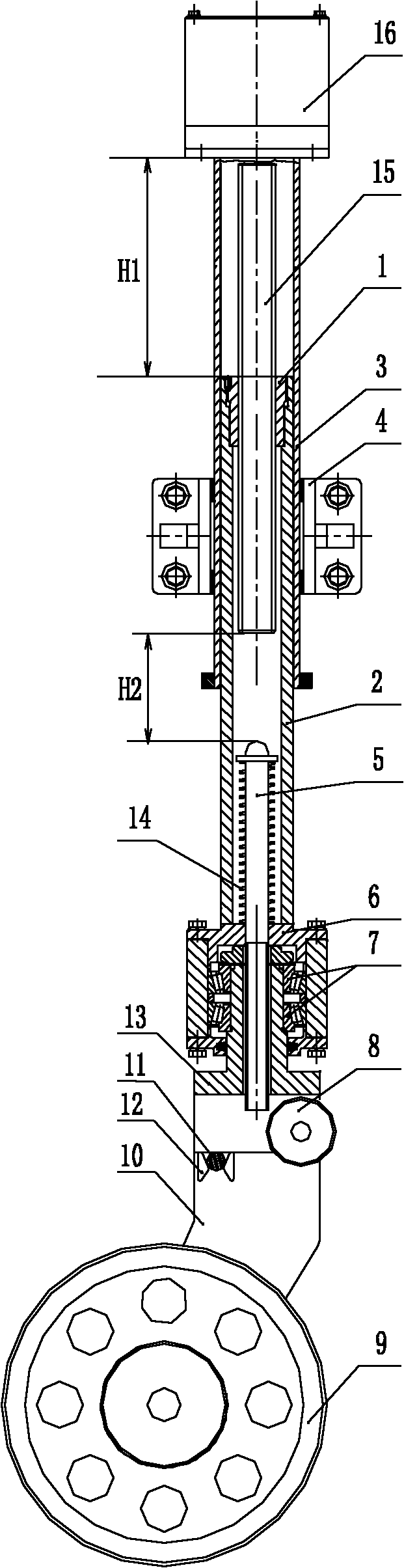 Guide wheel capable of being automatically folded and folding mechanism for same