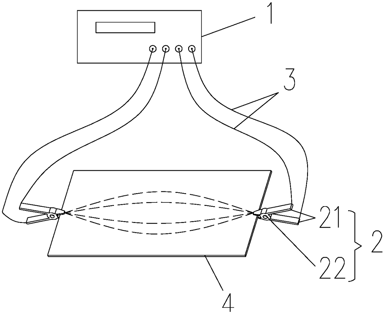 Measuring device for the sheet resistance and method thereof