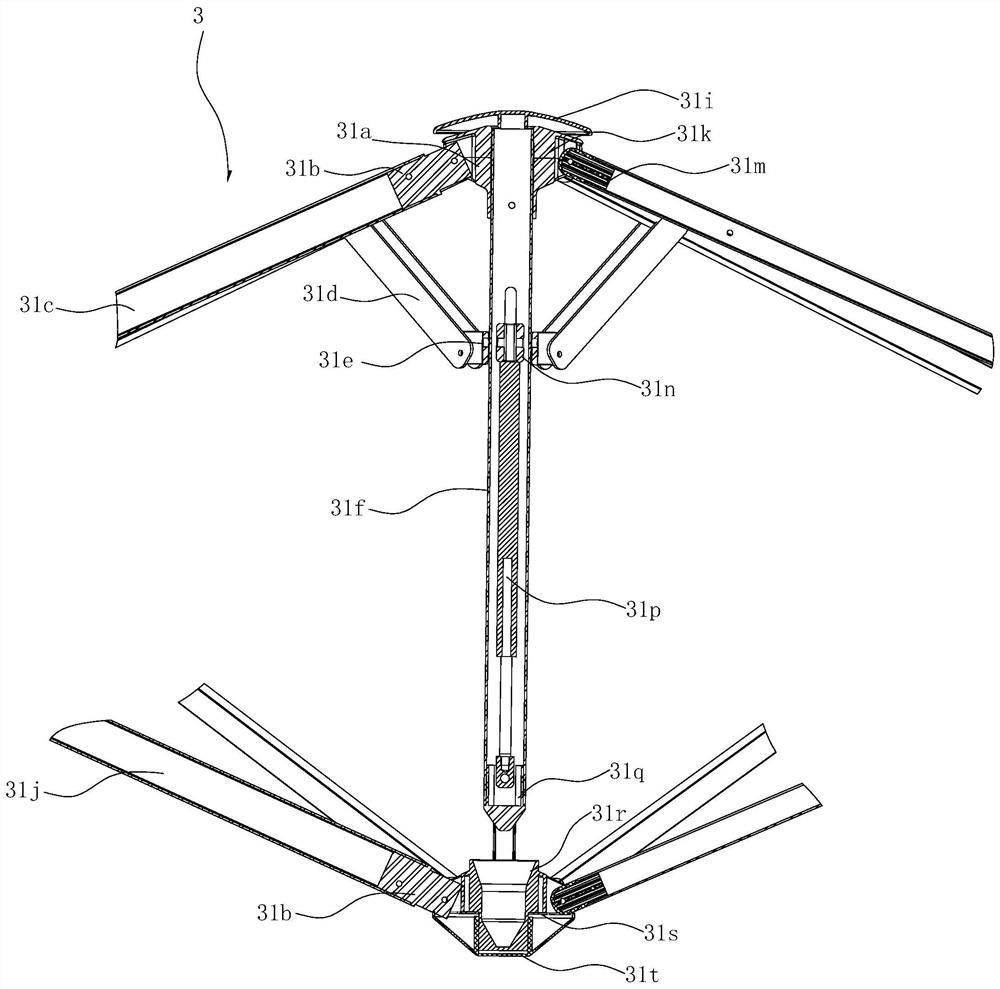 Cordless hanging umbrella with adjustable umbrella cover angle