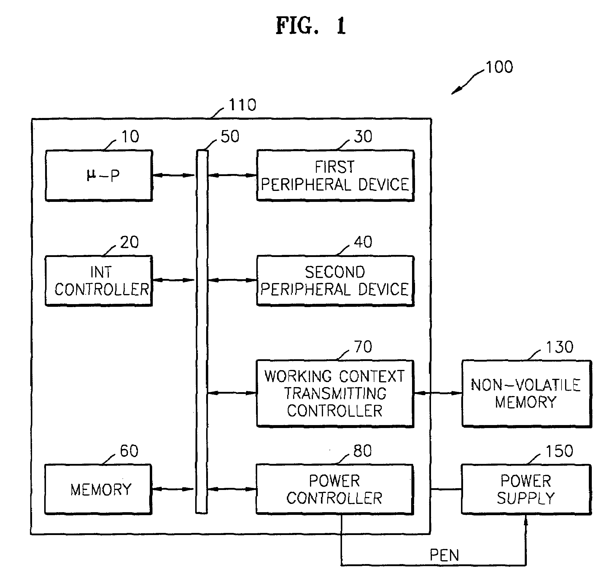 System for storing working context in a non-volatile memory while in a power-off suspend mode and restoring the working context when the power-off suspend mode is released