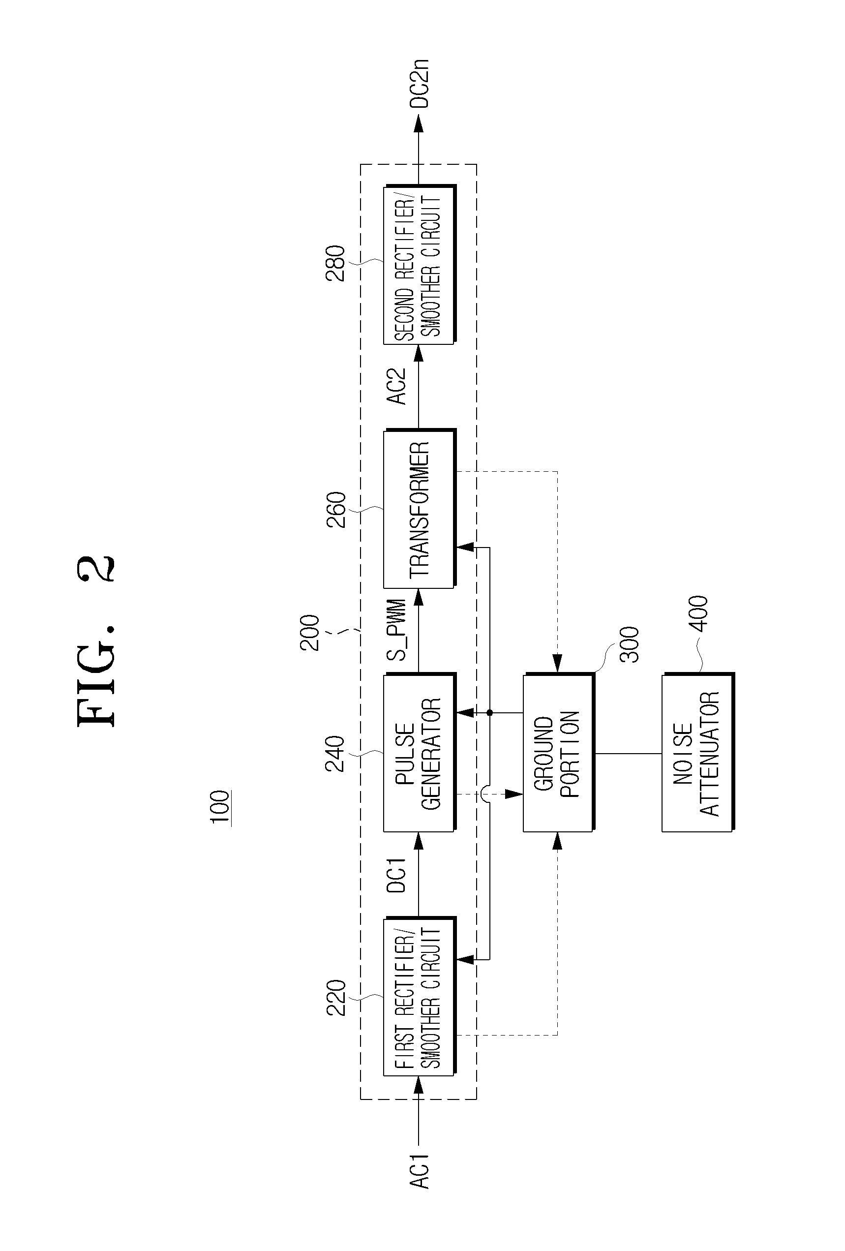 Power supply apparatus for attenuating noise