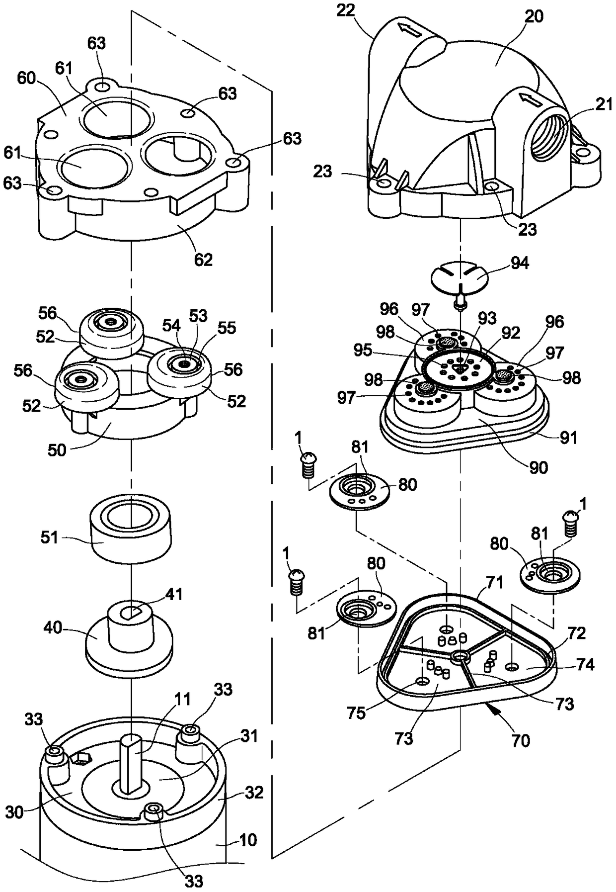 Shock Absorbing Structure and Balance Wheel Structure of Diaphragm Booster Pump