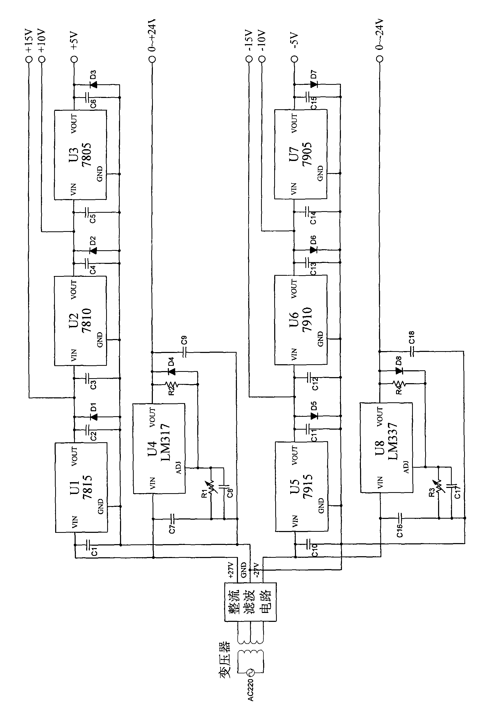 Regulated power supply used for hydraulic servo controller