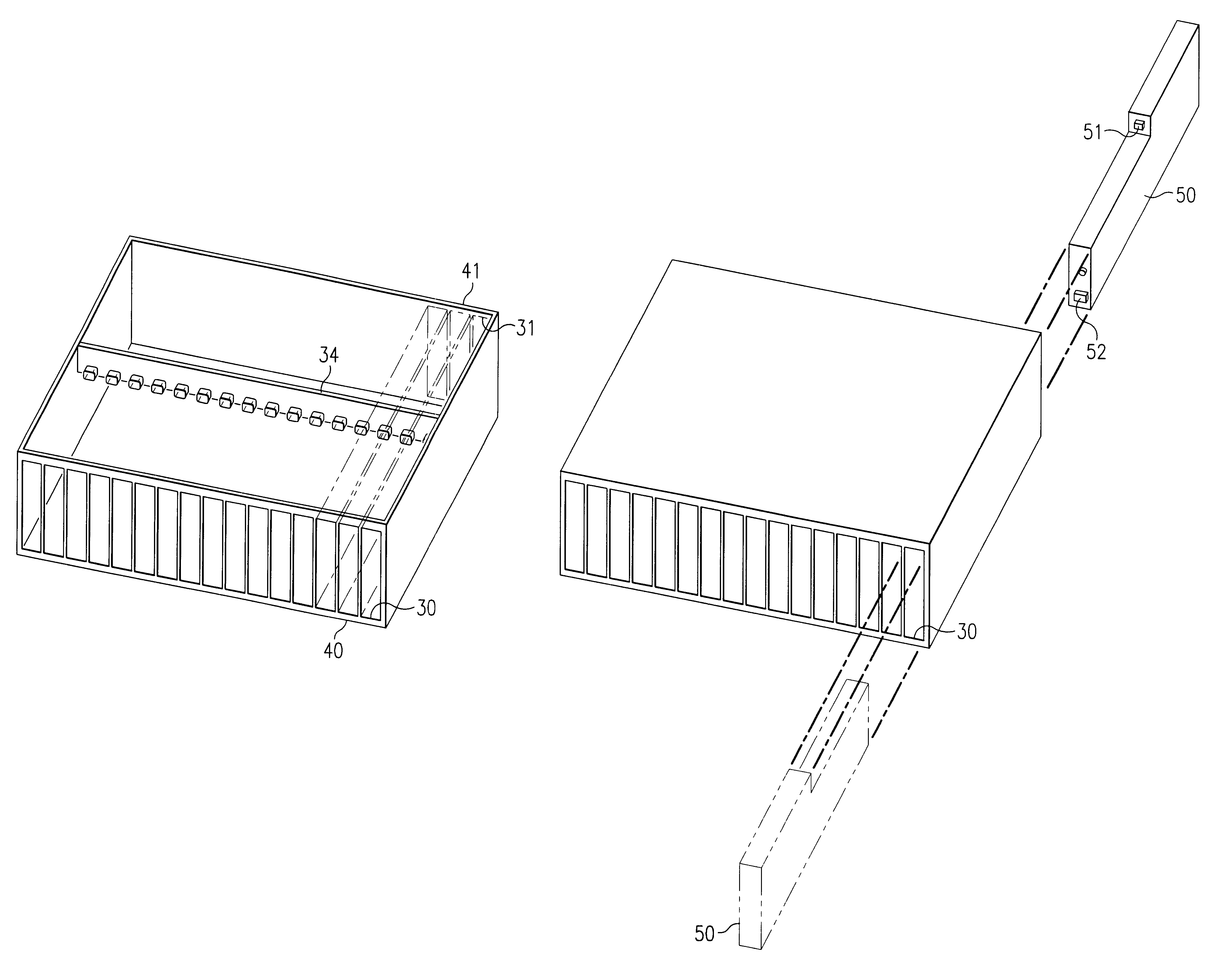 Chassis for front and back inserted modules