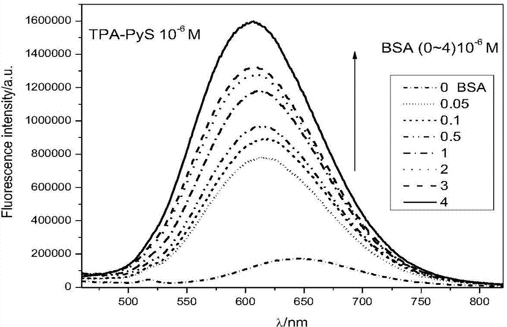 Triphenylamine pyridinium salt fluorescent molecule and preparation method thereof