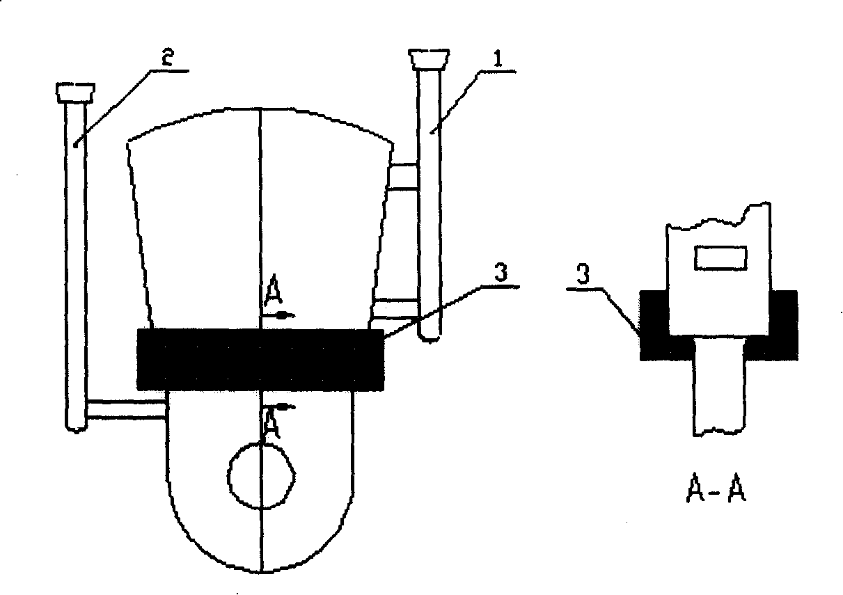 Production technique method of double-liquid bimetal composite casting hammer type hammerhead