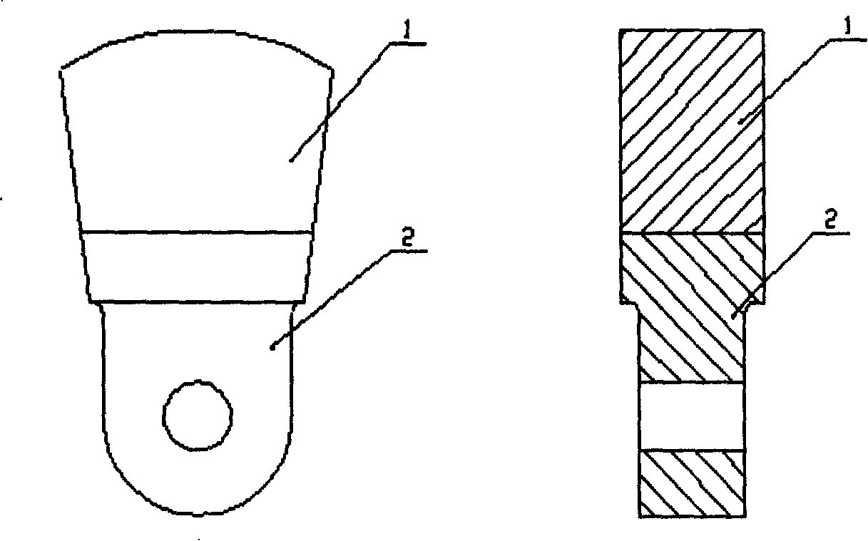 Production technique method of double-liquid bimetal composite casting hammer type hammerhead