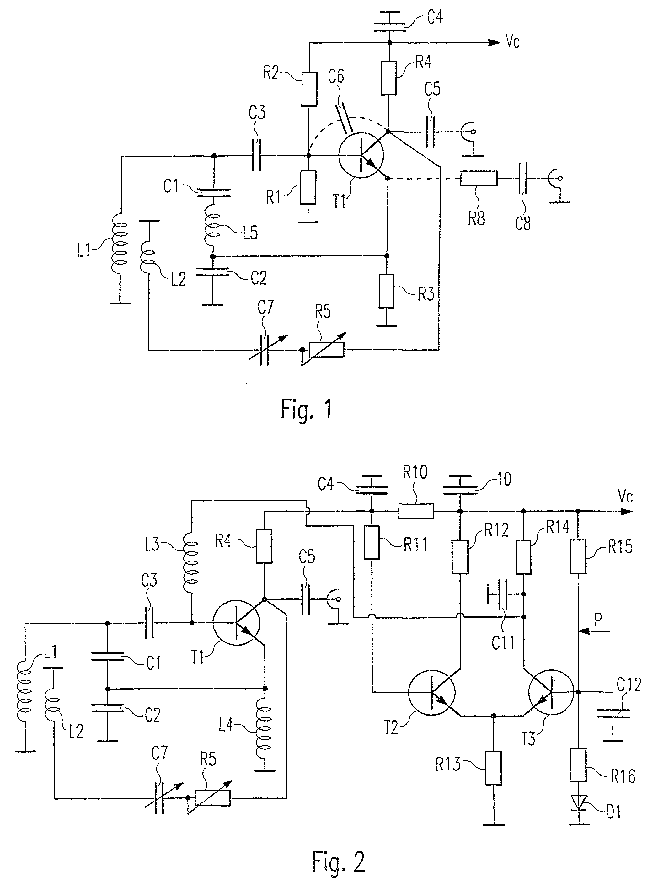 LC oscillator circuit with a compensation coil for parasitical collector capacitor