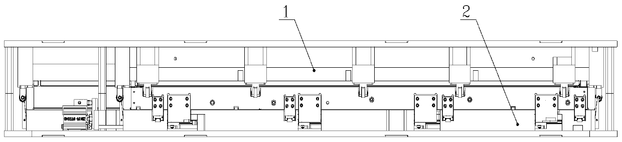 Large-stroke translation mechanism for long-edge side barrier strip of foaming mold of side-by-side combination refrigerator door body