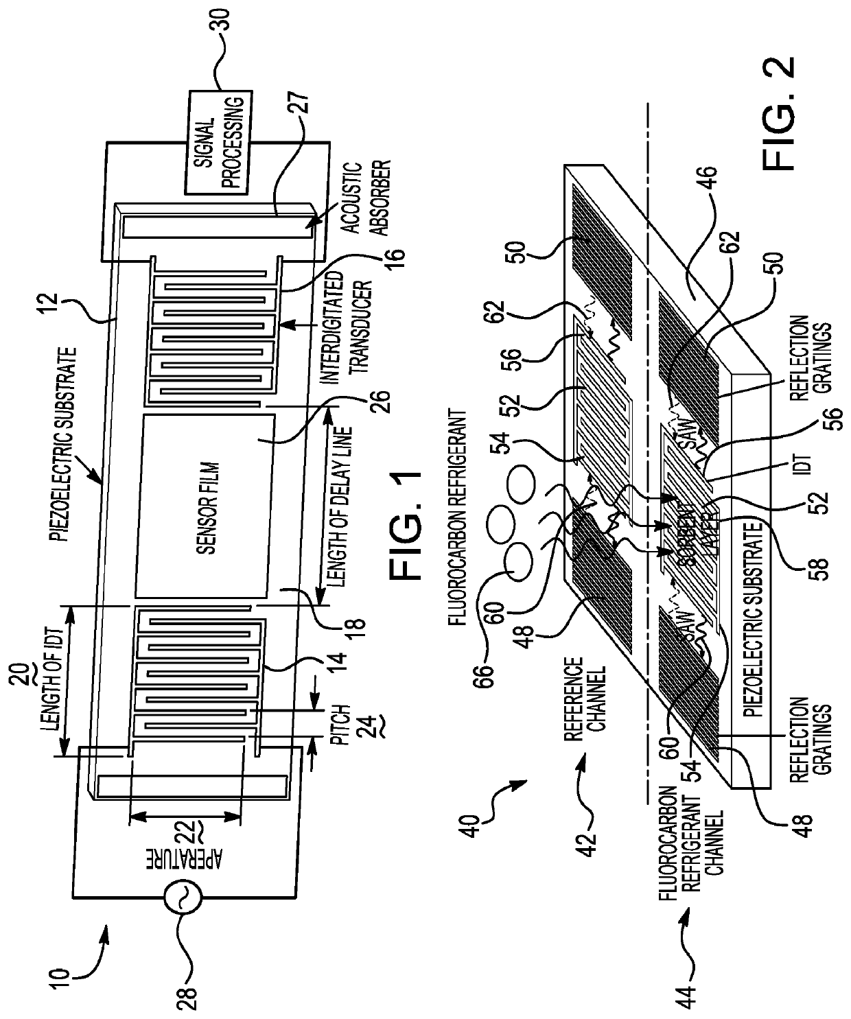 Surface acoustic wave sensor for refrigerant leakage detection