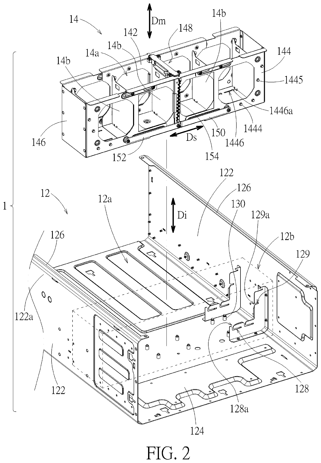 Telescopic fan cage and apparatus case therewith