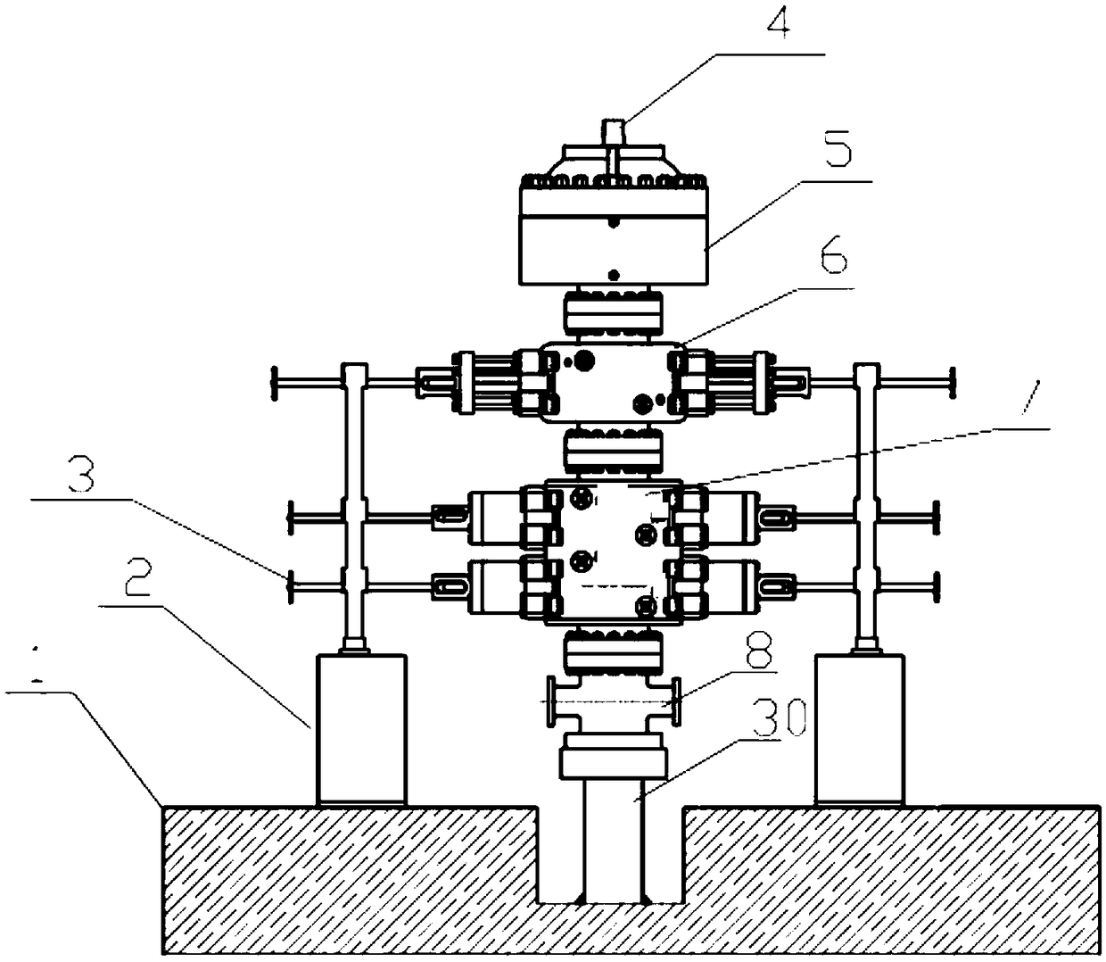 A teaching simulation device for a petroleum drilling well control blowout preventer unit