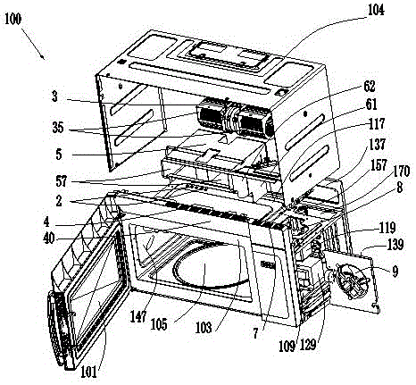 Overall ventilation system of microwave oven