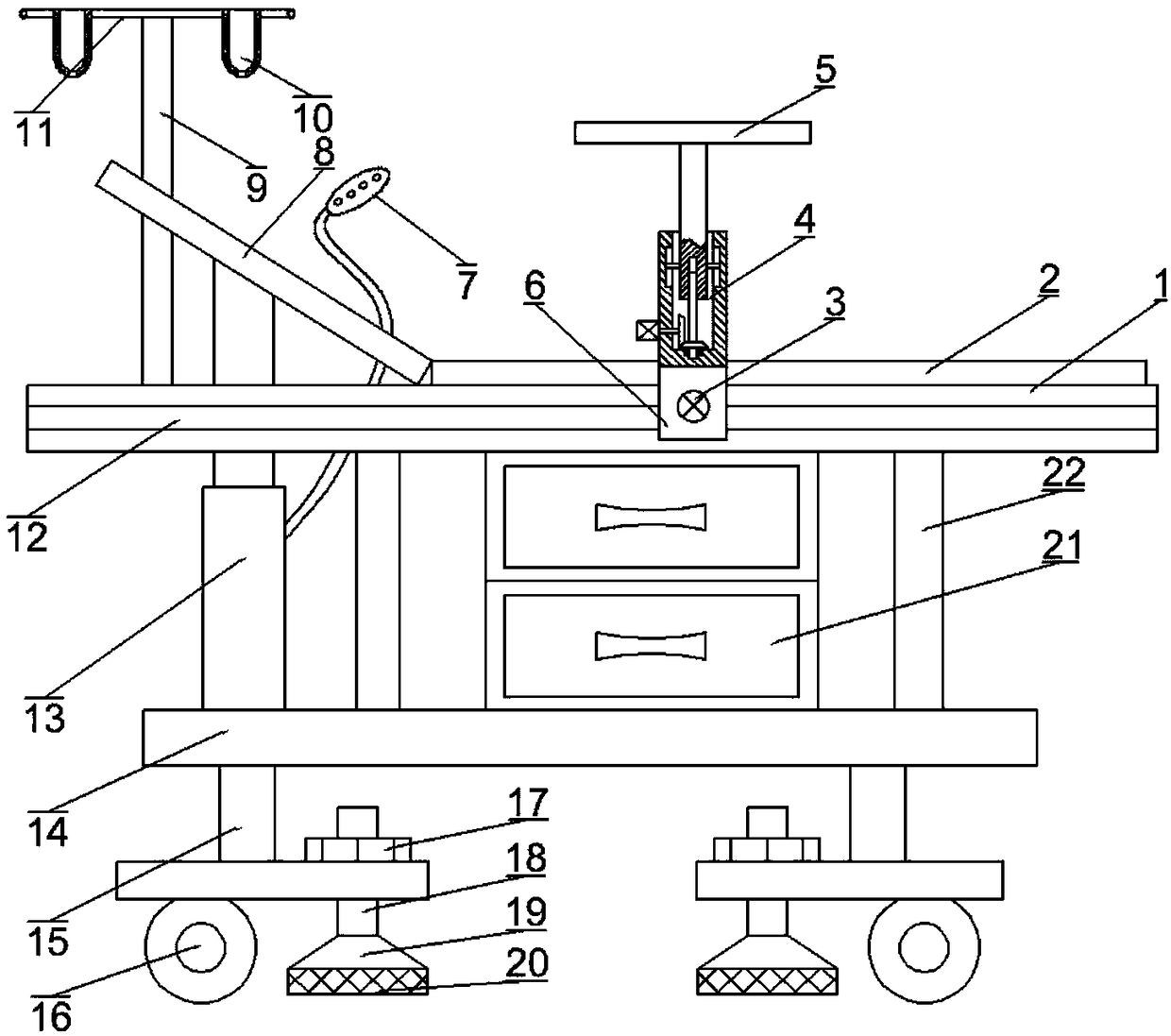 Galactophore department nursing bed having function of table plate position adjustment