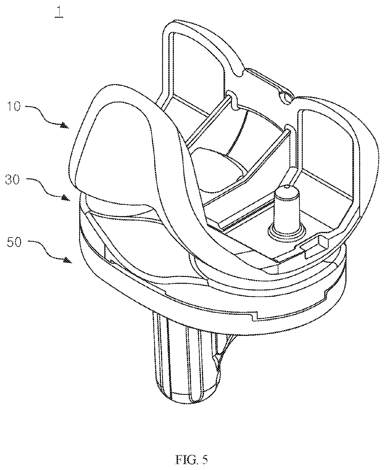 Knee joint implant preventing hyperextension