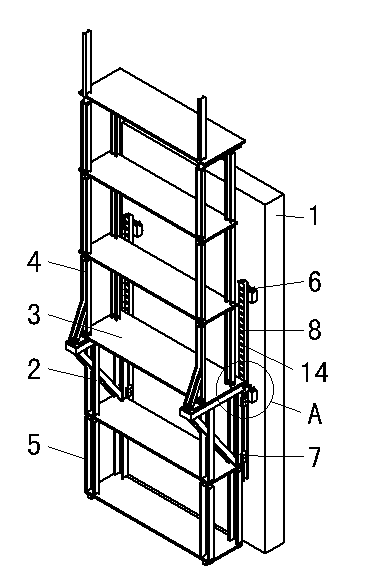 Method for constructing core tube wall through self-climbing formwork and adopted self-climbing formwork