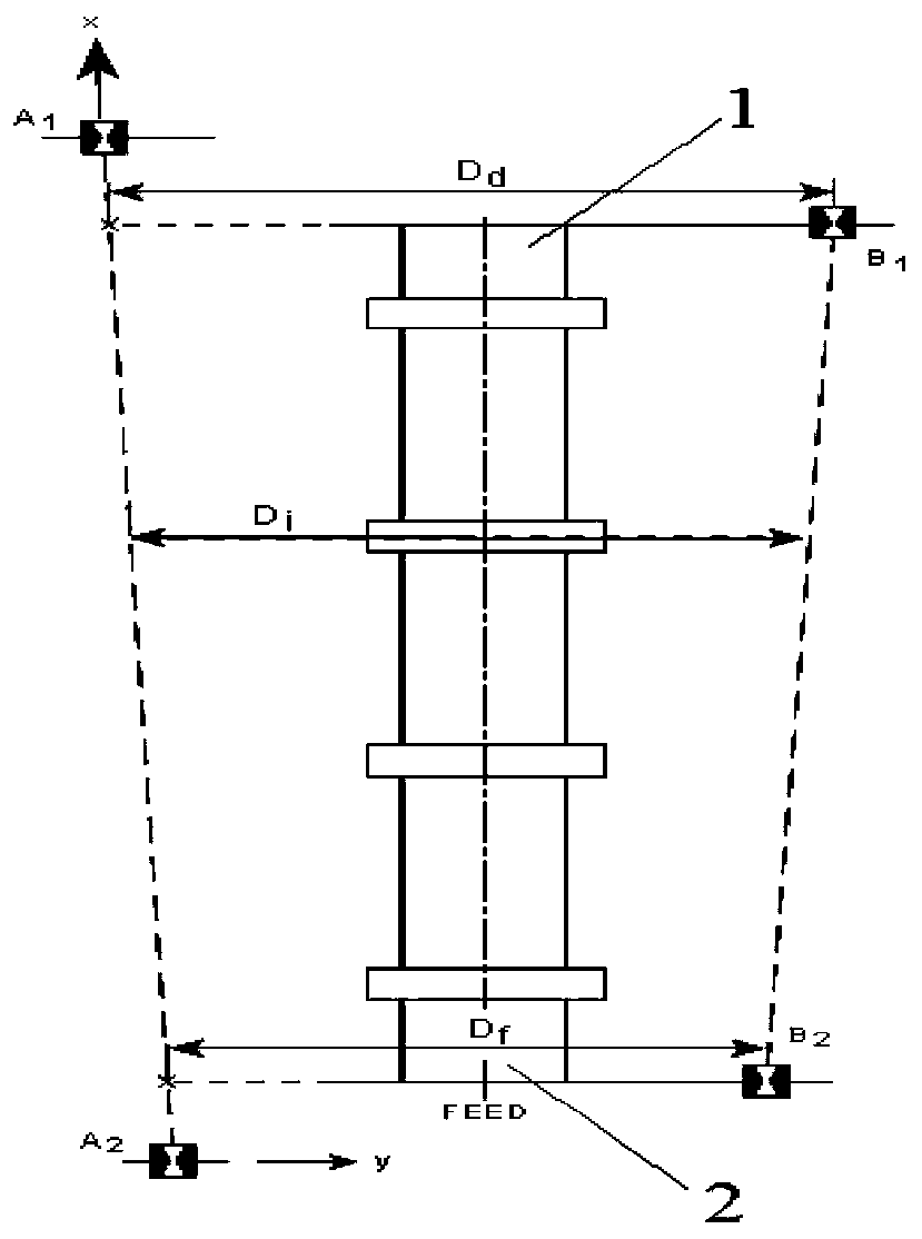 Method for measuring horizontal and vertical skew of riding wheel shaft of rotary cement kiln