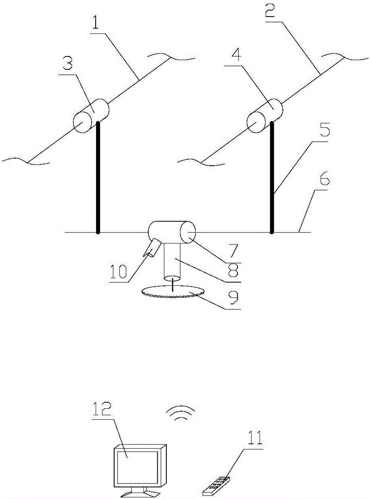Device for trimming tree crowns under lines in live-line manner