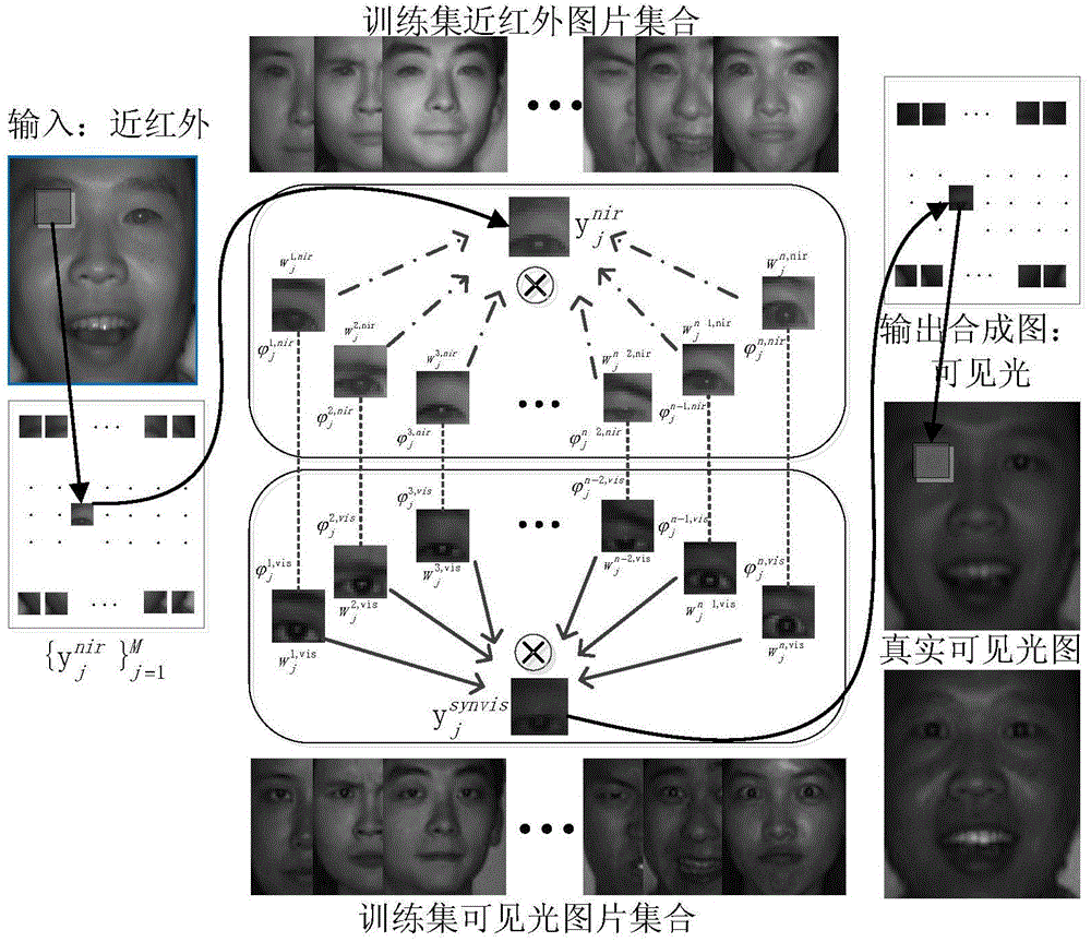 Mutual conversion method of visible light and near-infrared human face images