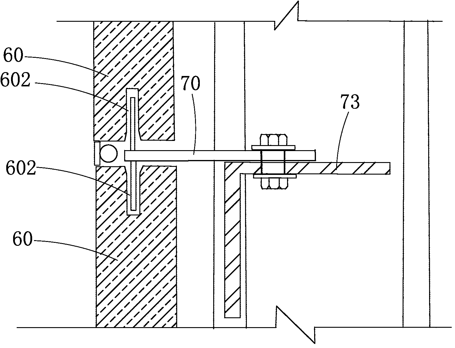 Inclined stone material dry-hanging structure and construction method thereof