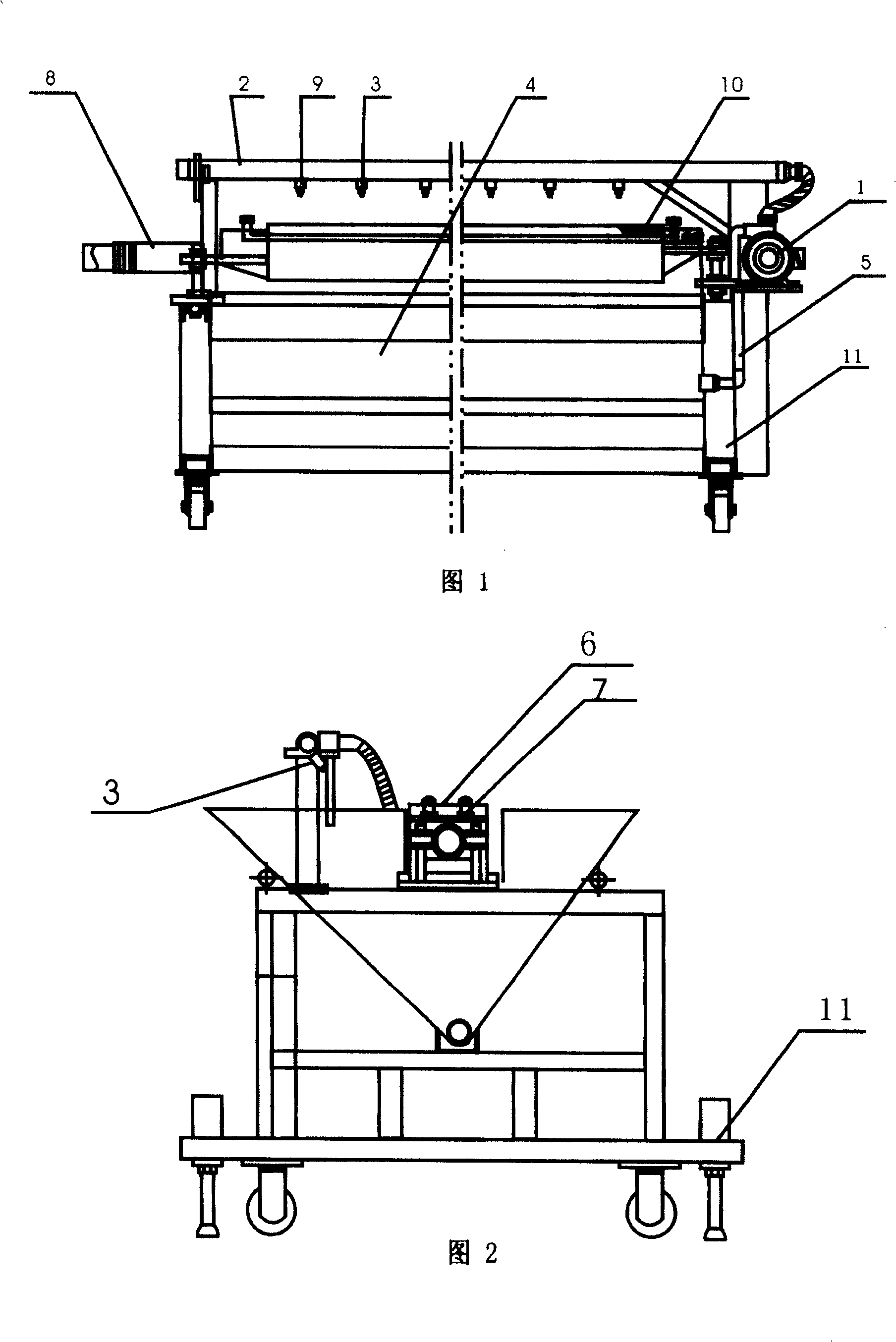 Sprinkling equipment for chemical treatment of fabric