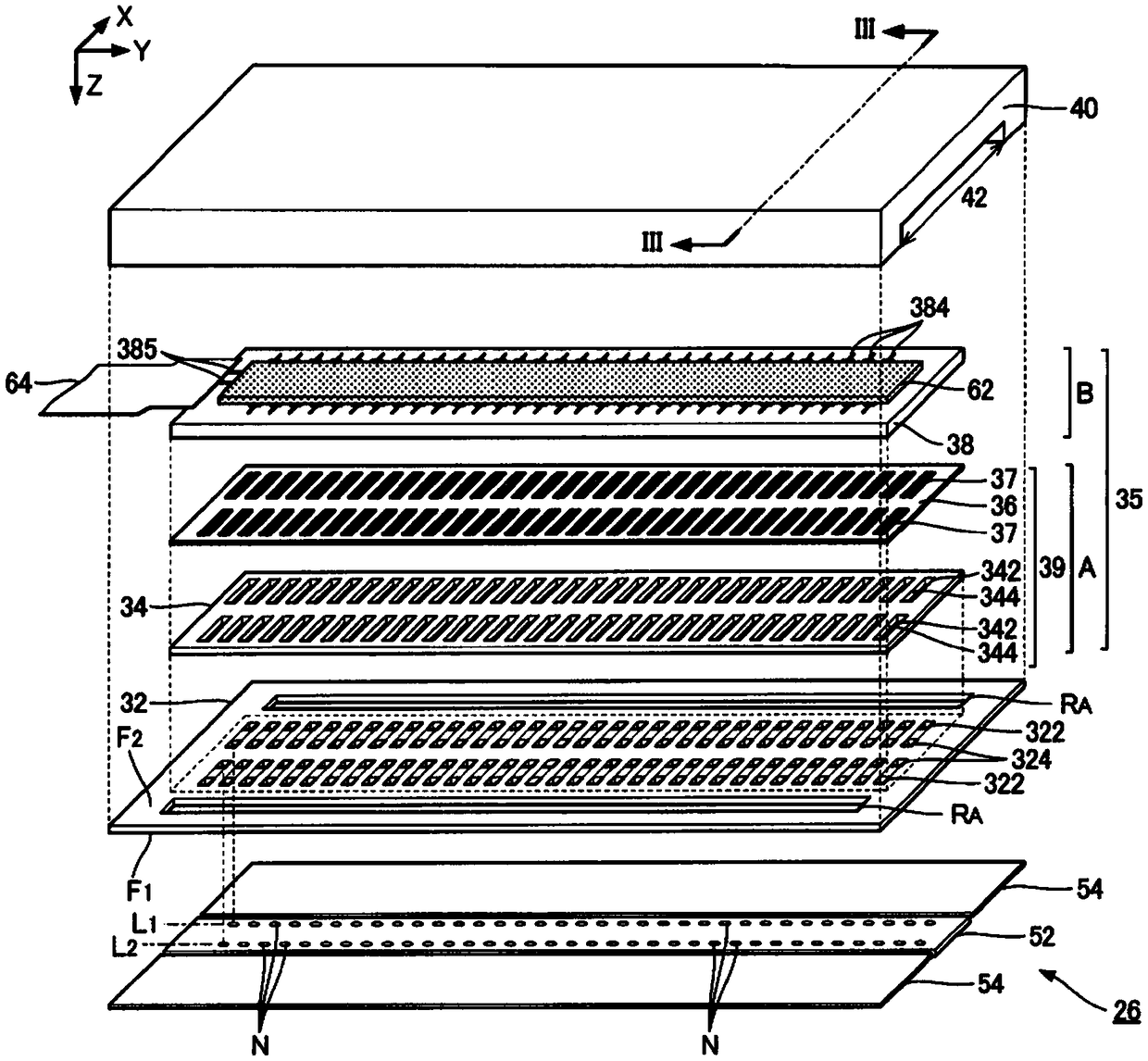 Piezoelectric device, liquid discharging head, and liquid discharging apparatus