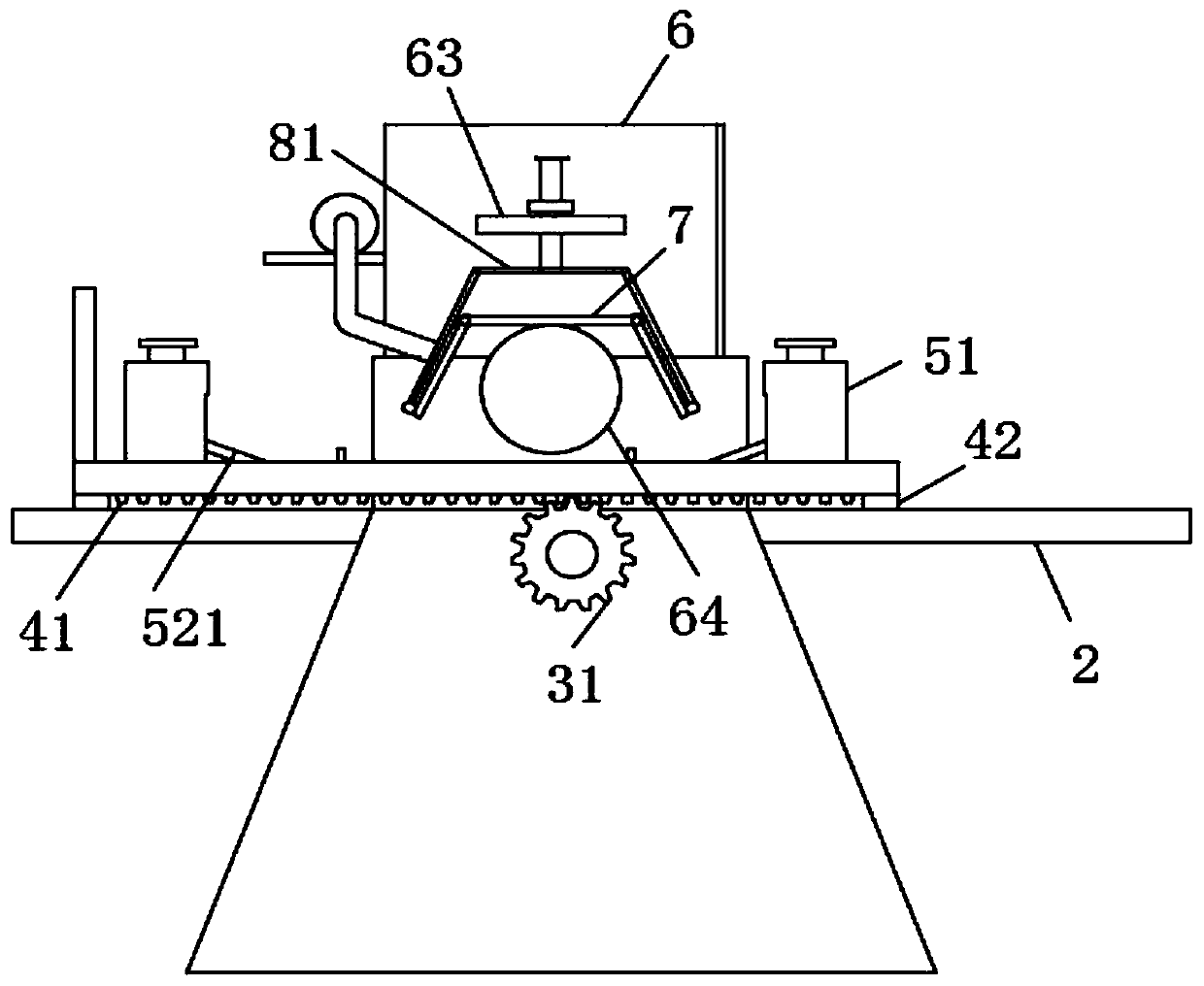 Grinding machine with positioning device for preventing sweeps from splashing