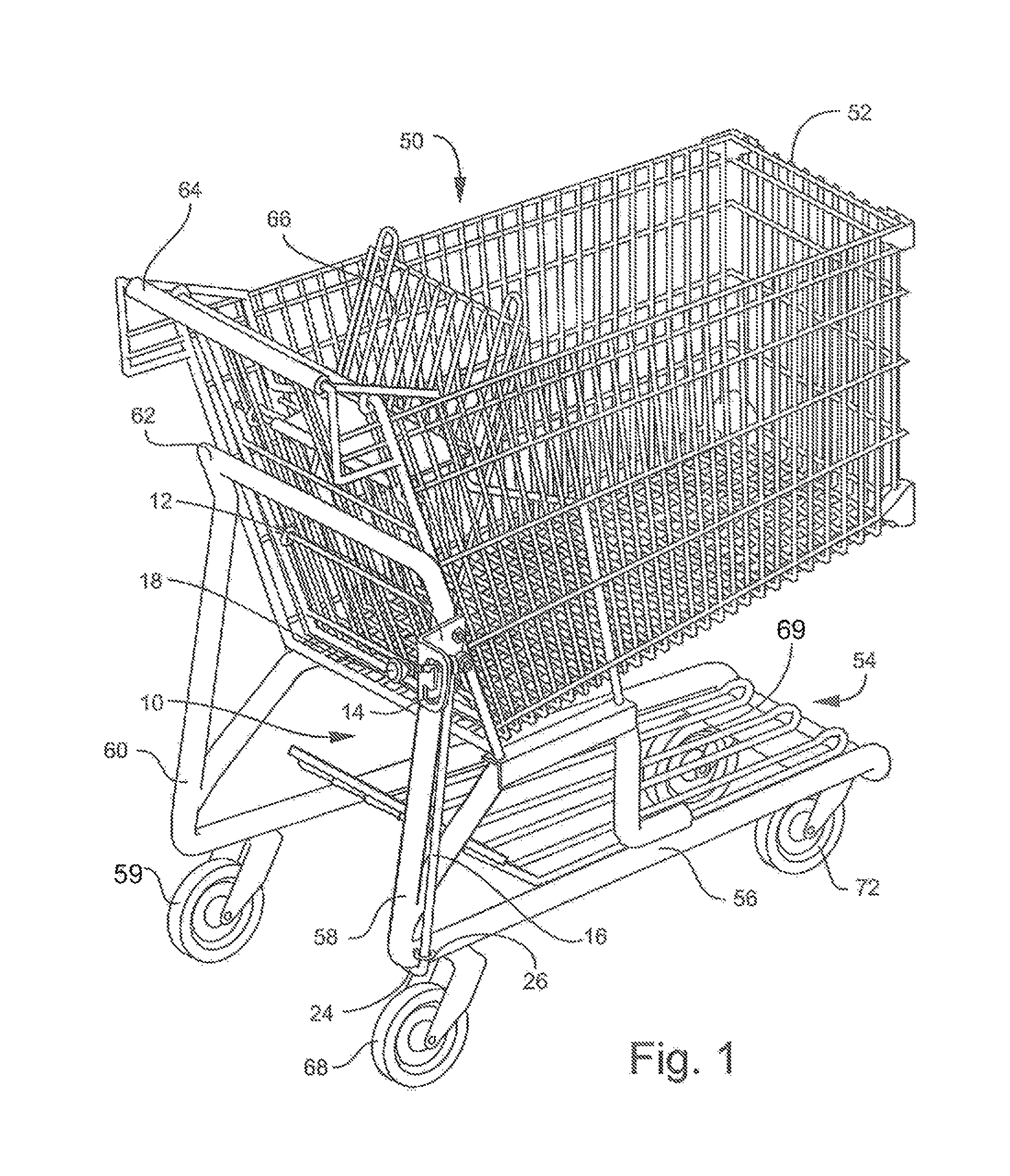 Cart brake and cart with user-operable brake