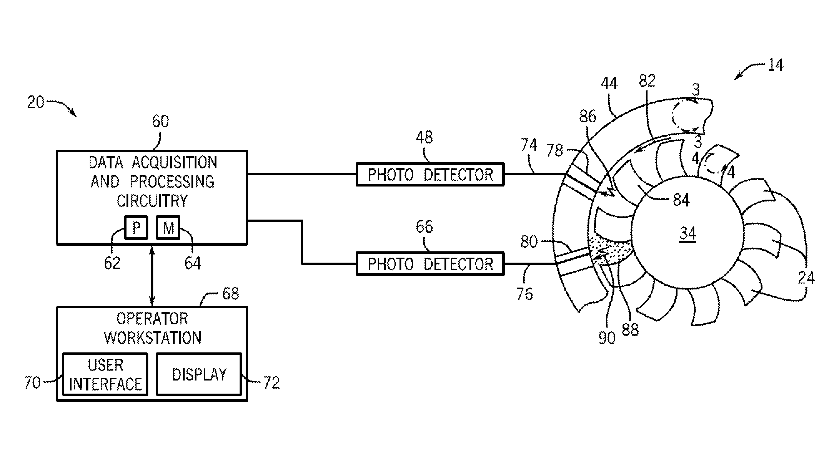 Turbomachine monitoring system and method