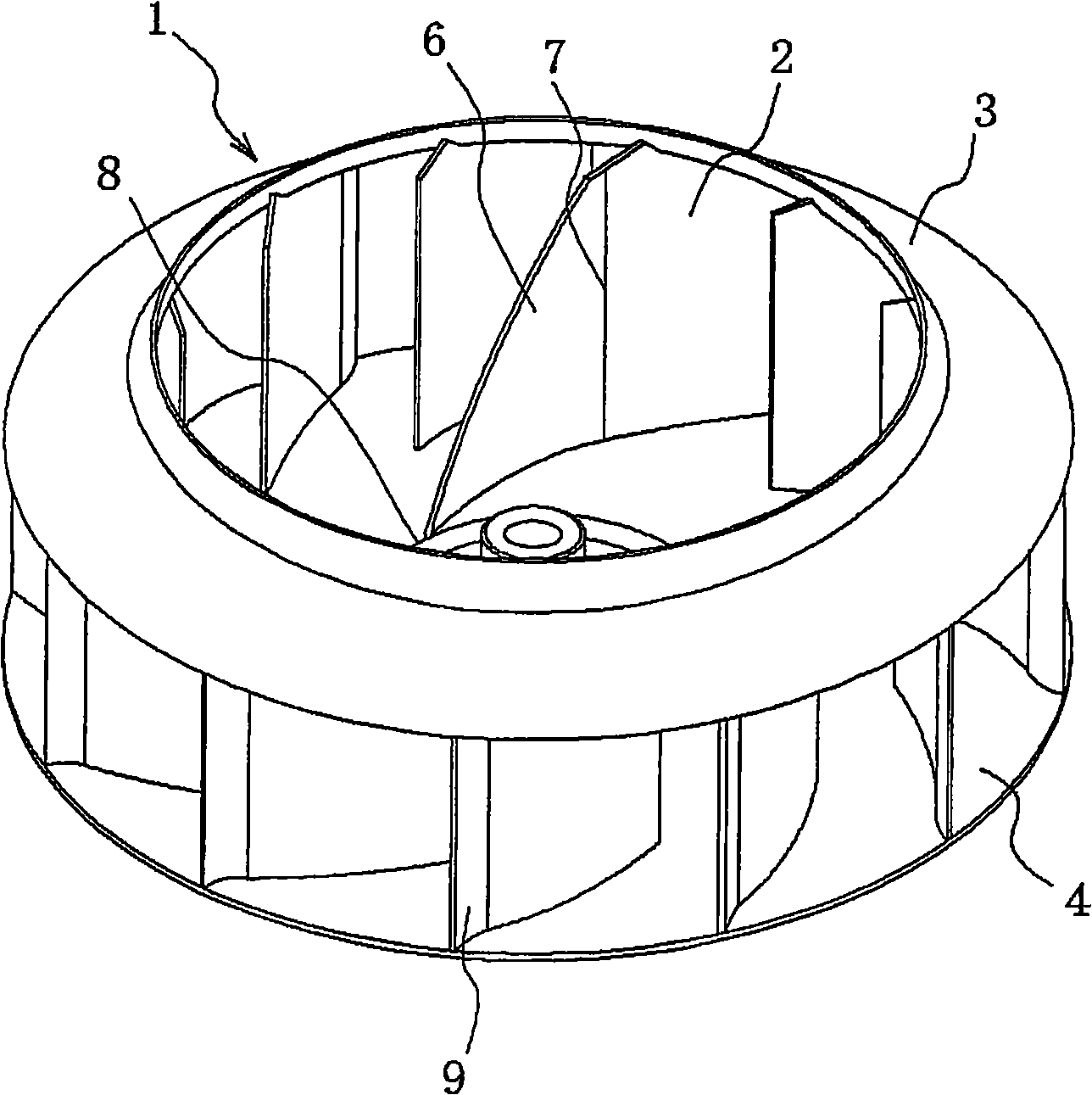 Centrifugal blower with backward inclined blade wheel