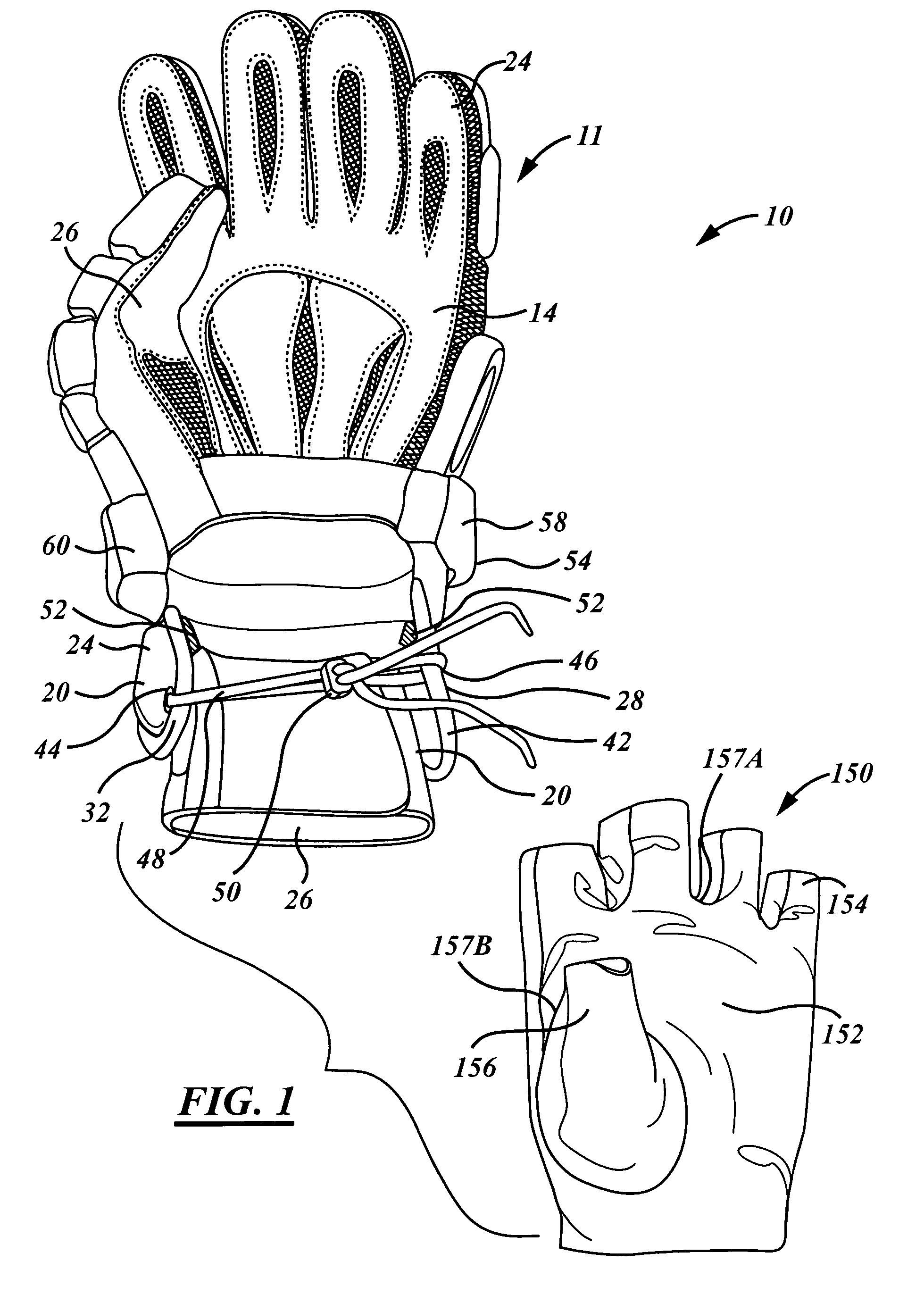 Protective glove having a padded palmless outer glove and form-fitting inner glove