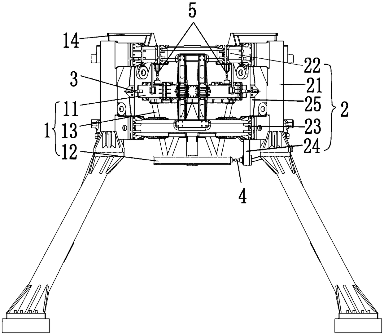 Three-directional force measurement device and measurement method for large thrust rocket engine