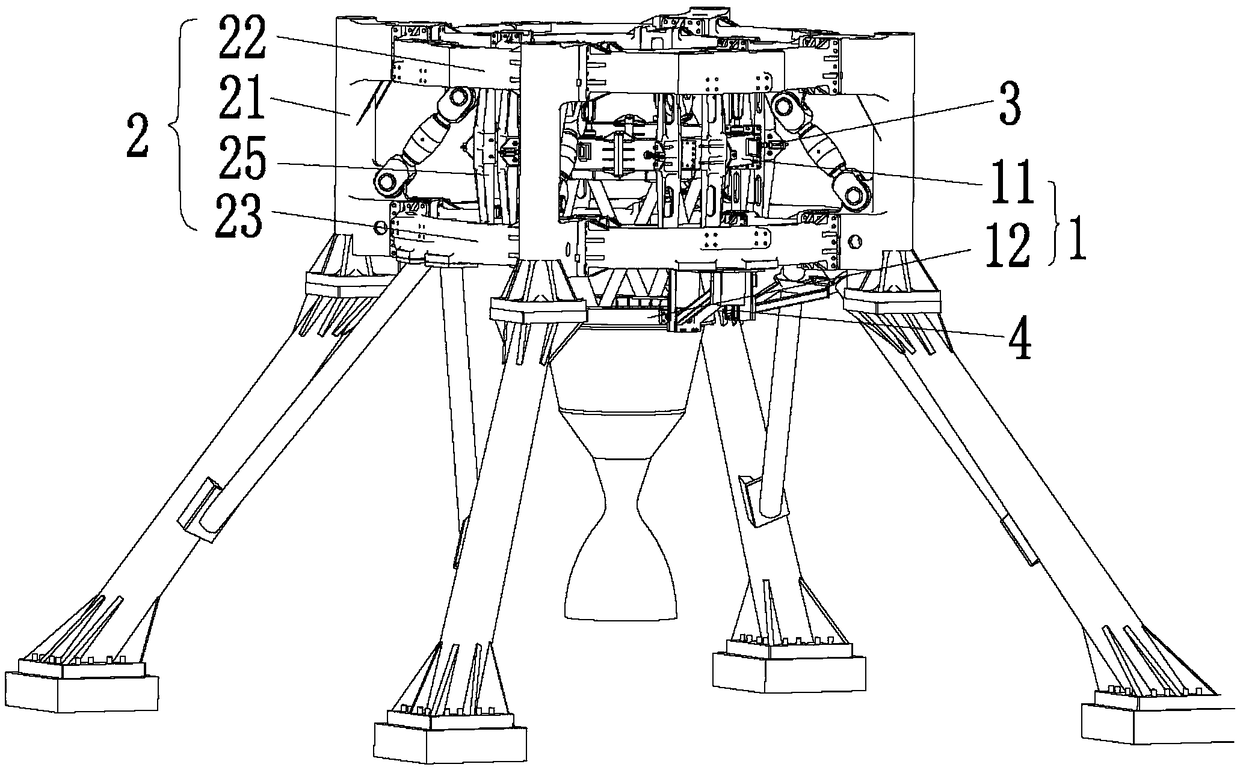 Three-directional force measurement device and measurement method for large thrust rocket engine