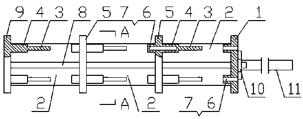 Impact energy absorbing device of diaphragm bolt type tandem porous solid elements