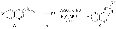 Method for preparing pyrazolo [1, 5-c] quinazoline skeleton compounds by copper catalysis in water phase