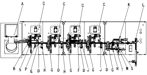 Pin inserting mechanism and pin inserting method for inserting four different mould pins into pin terminals