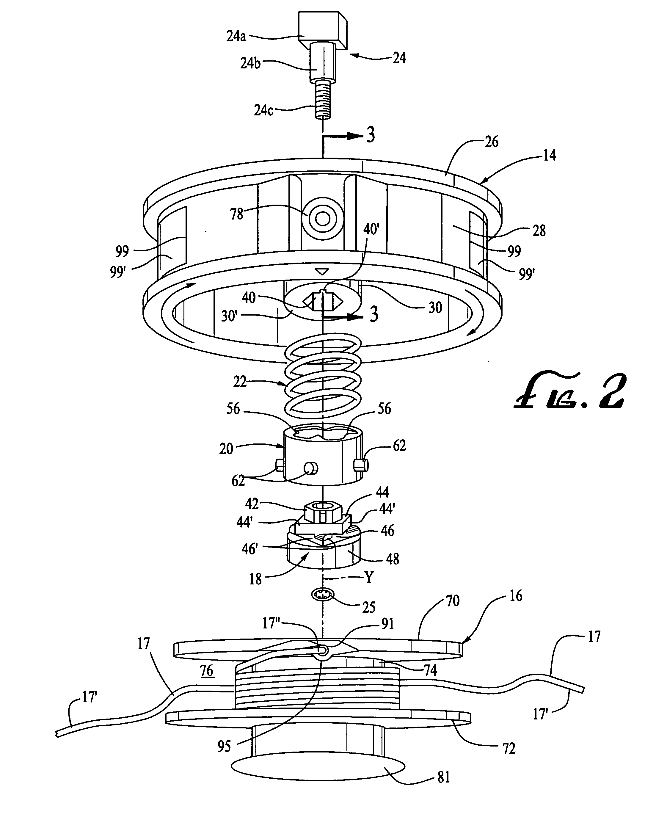 Trimmer head for use in flexible line rotary trimmers having improved line loading mechanism