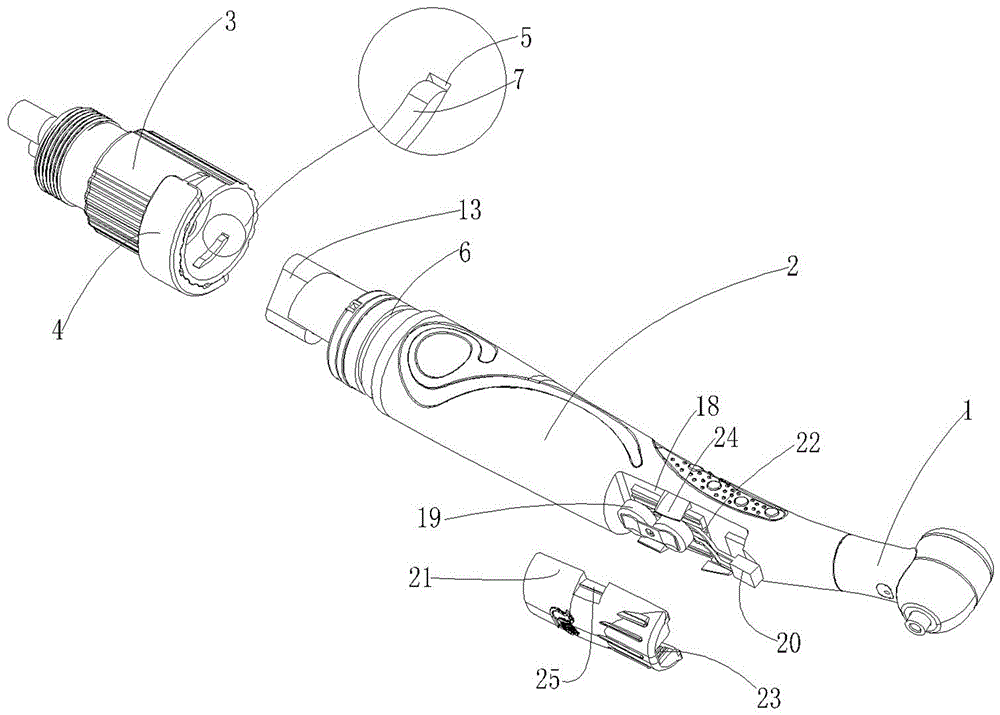 High-speed turbine dental handpiece suitable for single-use with safety