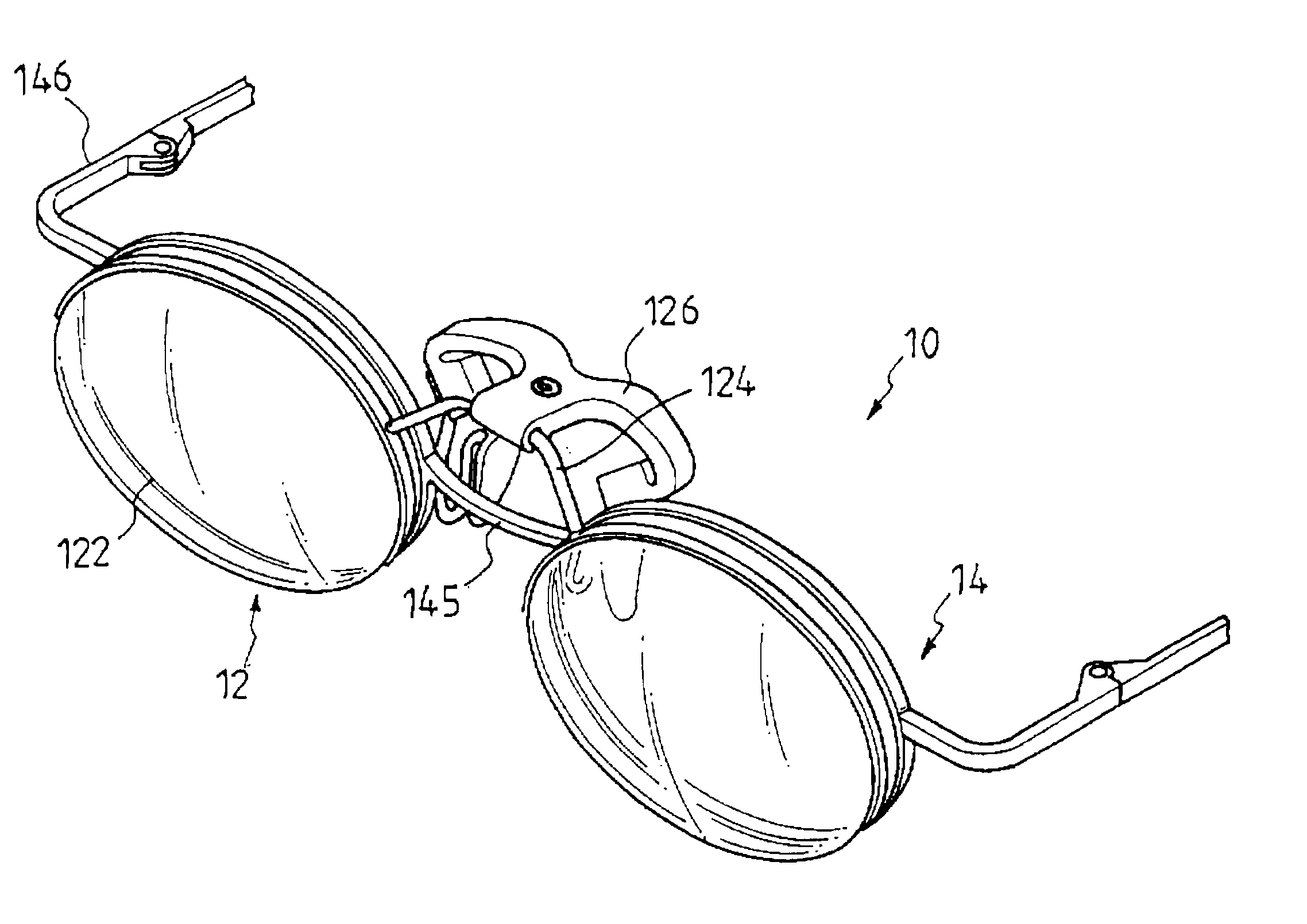 Eyewear frame with auxiliary frame having distantly arranged magnets