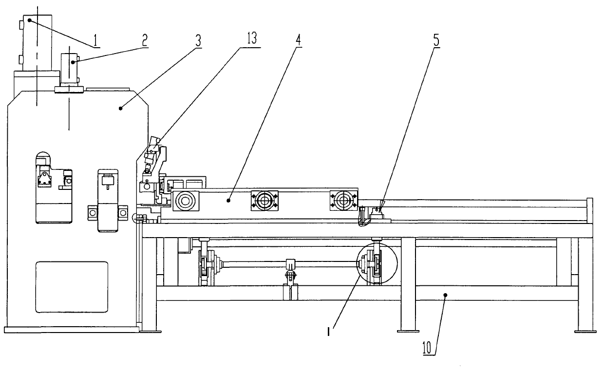 Equipment for finishing aligning, end-cutting and hole-punching at one time after rolling single end of vehicle plate spring