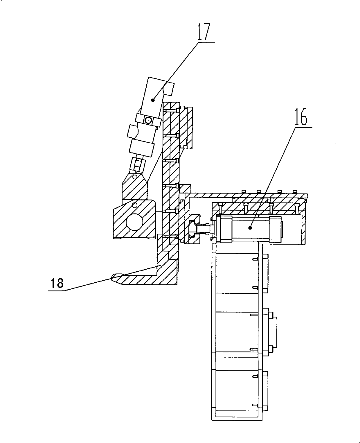 Equipment for finishing aligning, end-cutting and hole-punching at one time after rolling single end of vehicle plate spring