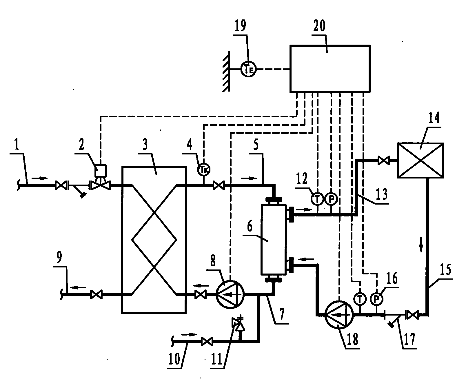 Circulating water heating system of secondary pump