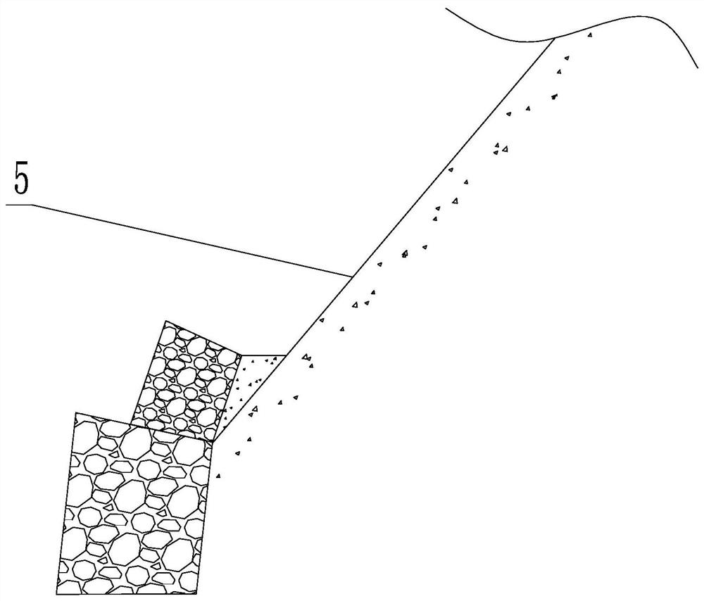 A reinforced gabion slope support structure